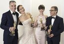 (Izda a decha) El actor británico Daniel Day-Lewis con su estatuilla al mejor actor por "Lincoln", a la actriz Jennifer Lawrence con su Óscar a mejor actriz por "Silver Linings Playbook", la actriz Anne Hathaway con su estatuilla a mejor actriz de reparto por "Los Miserables" y al actor Christophe Waltz con su Óscar al mejor actor de reparto por su papel en "Django desencadenado" tras la gala de la 85 edición de los Óscar en el Teatro Dolby en Hollywood