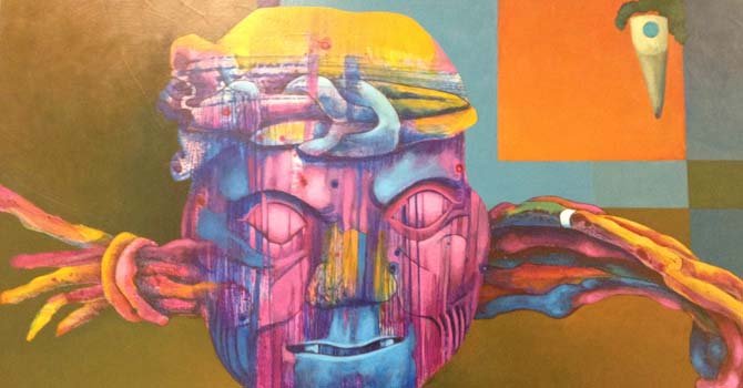 Detalle de una obra del artista hondureño, Leonel Flores.