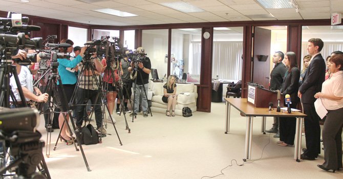 Aspecto de la conferencia de prensa de la oficina ACLU, en Los Ángeles.(Foto: Cortesía de ACLU).