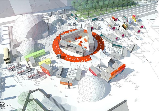 Preparan una enorme instalación en la plaza del City Hall para HUBweek este otoño