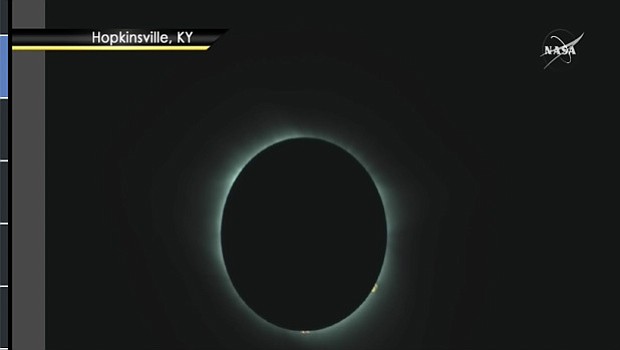 Vista del eclipse de sol en Hopkinsville, Kentucky, a las 11:24 hora del pacífico. Foto-Cortesía: NASA TV, Public Channel.