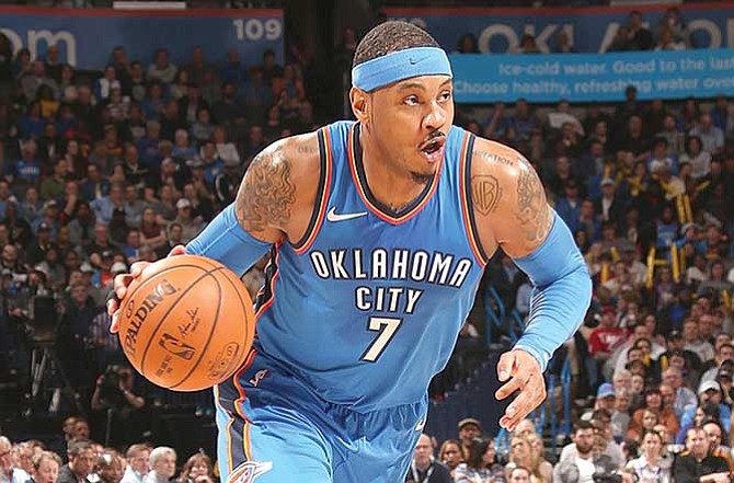 OJALÁ. Carmelo Anthony dejaría a Oklahoma City Thunder en la próxima temporada de la NBA. Se dice que podría jugar junto a James Harden en los Houston Rockets.