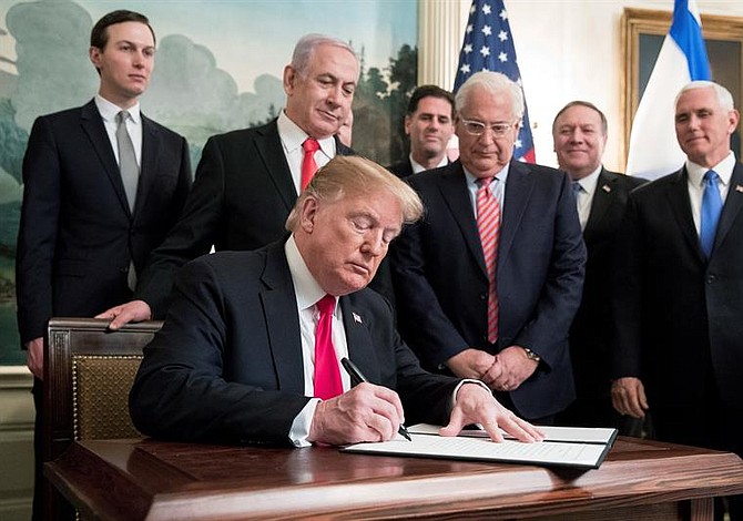 Trump decreta reconocimiento de la soberanía de Israel sobre los Altos del Golán