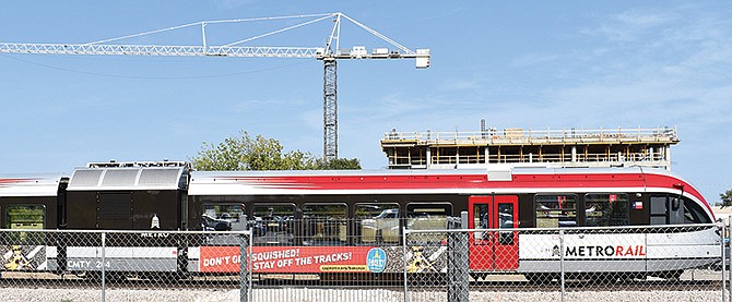 Unidades de MetroRail, el tren de larga distancia que conecta el centro de Austin con Leander.