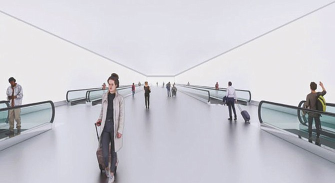Ilustración conceptual del túnel subterráneo que conectará la terminal Barbara Jordan con el nuevo vestíbulo.