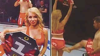 Luchador de MMA pega una patada en las nalgas a la ring-girl y la afición intenta lincharlo.