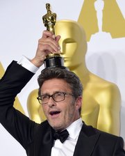 Pawel Pawlikowski poses with his Academy Award for Best Foreign Language Film 'Ida'