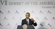 El presidente Barack Obama durante la conferencia de prensa en la VII Cumbre de jefes de Estado y de Gobierno de las Américas en la Ciudad de Panamá.