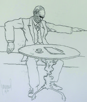 Un bosquejo del artista peruano Gaston Garreud, fallecido en 2005. En el dibujo ilustra al memorable Julio César Vallejo.