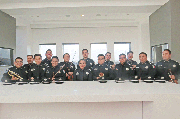 POLICÍAS.El mariachi de la Policía Federal de México, el 16 de septiembre en el edificio de The Washington Post.