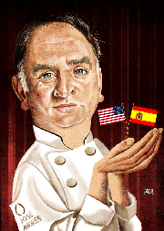 Caricatura del Chef José Andrés por el artista español GOGUE.
