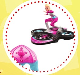 Barbie voladora ($60)
Es la muñeca más famosa del mundo y estas navidades llega con una gran novedad: ¡podrá volar!. El skate y los drones se mezclan en la aventura de Barbie que podrá surcar los cielos. Deberás aprender a controlar los vuelos de Barbie y disfrutar con sus piruetas. Recomendado a parti de 8 años.