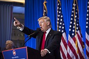 El presidente electo Donald Trump criticó repetidamente a los medios de comunicación durante una conferencia de prensa en la Torre Trump de Nueva York el miércoles 11 de enero de 2016.