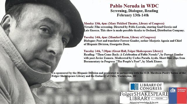 Eventos de la Embajada de Chile en Washington, DC para celebrar la vida de Pablo Neruda