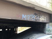 El graffitti de la pandilla MS-13 en el puente de la autopista de Springfield, Virginia, cerca del cual la policía encontró los restos de una adolescente asesinada por la banda criminal en febrero pasado.
