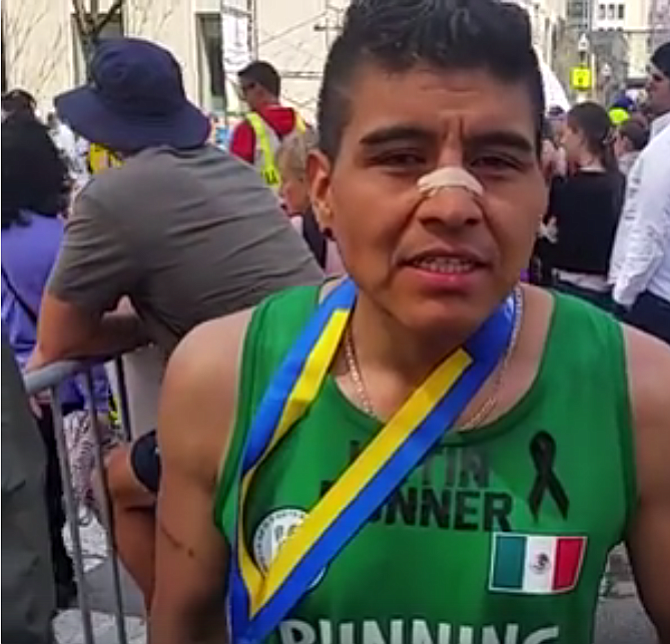 Abel Ortega, de México, corre por una causa. Este es su primer año en Boston pero quiere volver en 2018 y aplicar las lecciones que aprendió en la ruta.