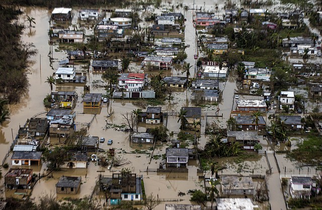 Foto aérea de las inundaciones en la ciudad costera de Loiza, en la costa norte de Puerto Rico.