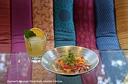 OYAMEL. El cóctel “Naranja Tonic” acompañado de un “ceviche cítricos”.