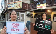 SÍ y NO. Diana Ramírez (izq.), de ROC, frente a un restaurante que apoya la medida. Haydee Vanegas (der.), dueña de Haydee’s Restaurant, votará en contra. | FOTO: MILAGROS MELÉNDEZ PARA ETL