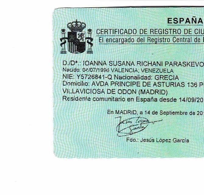 La identificación de Ioanna Susana Richani Paraskevopulos