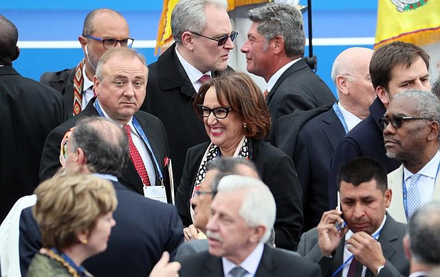 COLOMBIA. La Secretaria General Iberoamericana Rebeca Grynspan (c) a la ceremonia de investidura del nuevo presidente Colombiano, Iván Duque