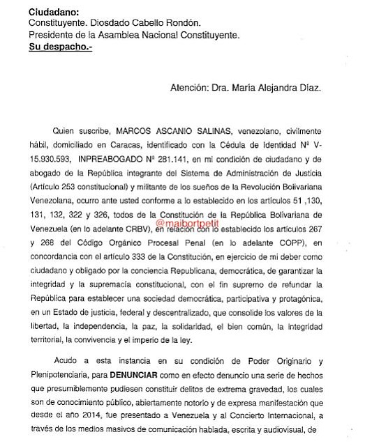 VENEZUELA. Documento Maibort Petit 1