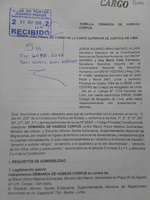 Documento con la demanda