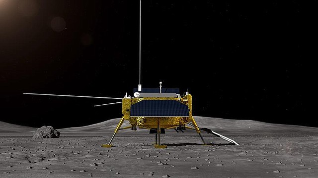 Impresión artística facilitada por el Centro de Ingeniería Espacial y Exploración Lunar de la Administración Nacional Espacial de China (CNSA), del módulo de aterrizaje lunar de la sonda Chang'e-4