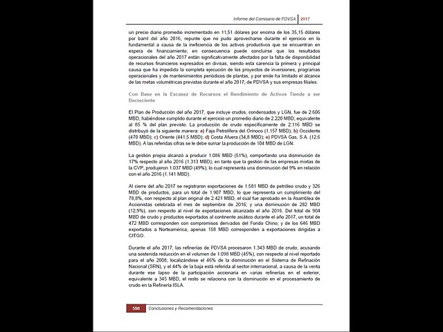 VENEZUELA. Informe de PDVSA
