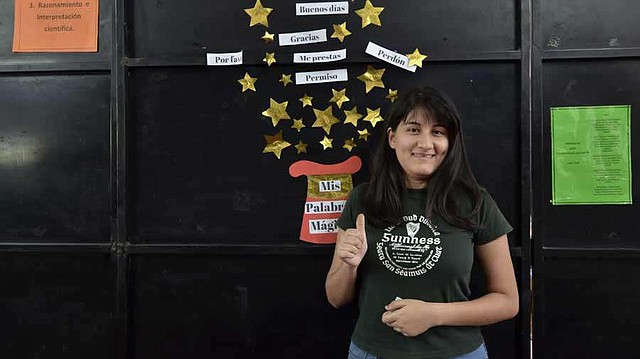 Libni Ruiz Alemán votó por primera vez a la edad de 22 años en el centro escolar John F Kennedy en Ilopango.