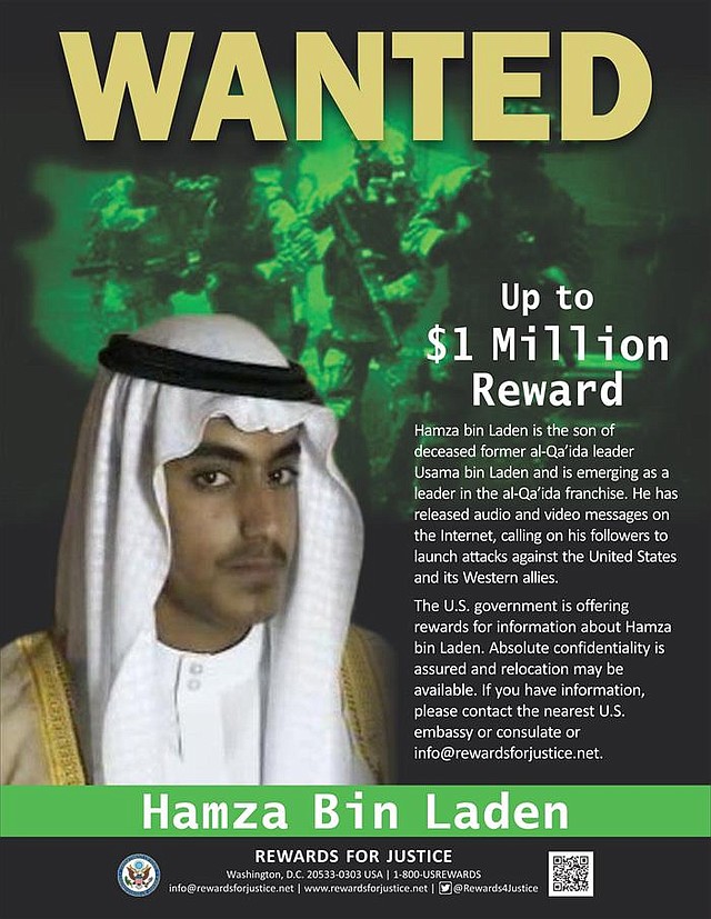 Cartel de "Se busca" de Hamza bin Laden