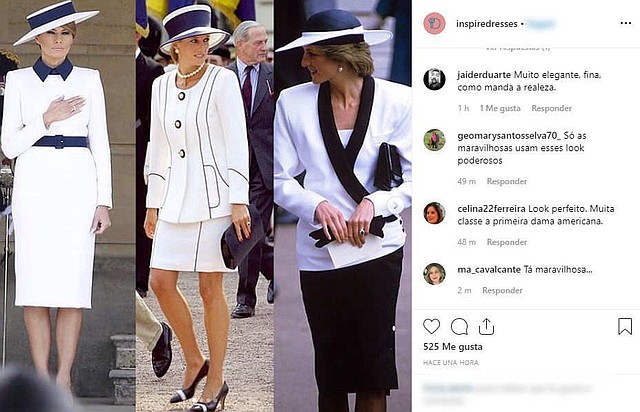 Aunque Melania acertó con su look, no pudo evitar ser comparada con la princesa Diana. Algunos piensan que la primera dama de EE.UU. rindió tributo a “Lady Di”, otros opinan que simplemente copio su estilo.