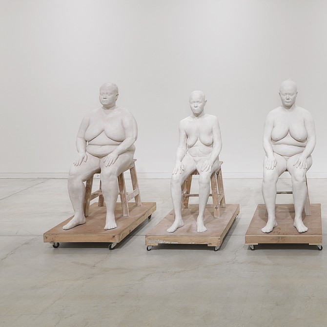 Bharti Kher, Six Women, 2014-15. Plaster of paris, wood, metal. In six parts, approximately 123 x 61 x 95.5 cm each. Installation view of Bharti Kher: Matter, exhibition at the Vancouver Art Gallery, July 9 to October 10, 2016. Courtesy of the artist and Hauser & Worth.