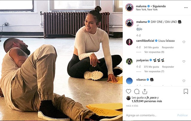 Ensayos entre Maluma y JLo. | Foto captura de pantalla de Instagram.