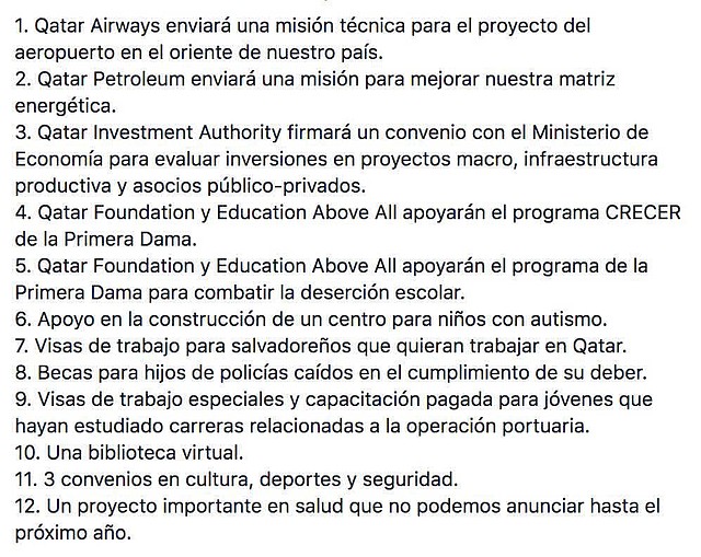 Estos son los acuerdos alcanzados durante la visita de Bukele a Catar. | Imagen cortesía.