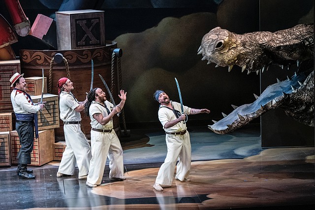 PIRATAS. Los piratas de Nunca Jamás interpretados por Tom Story, Gregory Wooddell, Calvin McCullough, y Michael Glenn. | Foto: Teresa Castracane.
