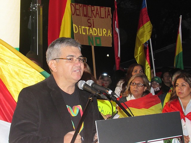 VOZ. Bolivianos en Washington se manifestaron en contra de los resultados de las elecciones durante varias semanas. | CREDITO: Milagros Meléndez – ETL