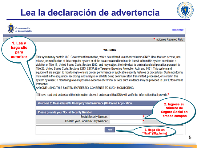 El Departamento de Asistencia al Desempleado ofrece este documento para ayudar a los hispanohablantes a navegar la plataforma de solicitud en línea. (Captura de pantalla vía DUA)