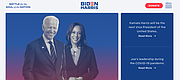 Screenshot de la página de campaña de Biden-Harris.