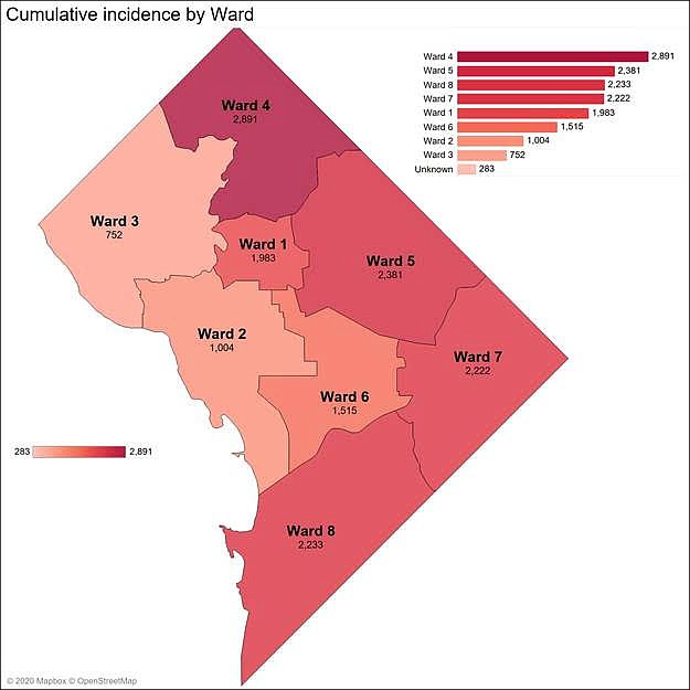 Casos en DC por Zonas. | Foto: Alcaldía de Washington, DC.