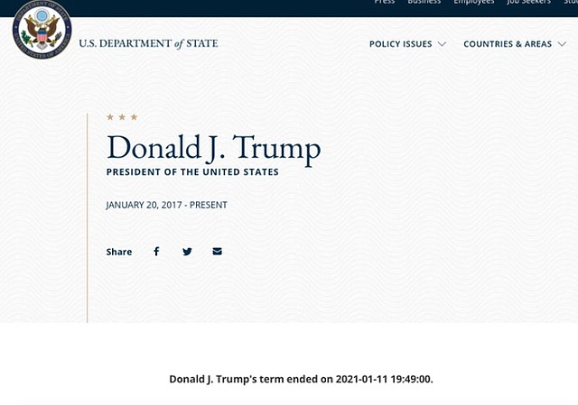 IRREGULARIDAD. Anuncio de culminación del gobierno de Trump/Captura de pantalla